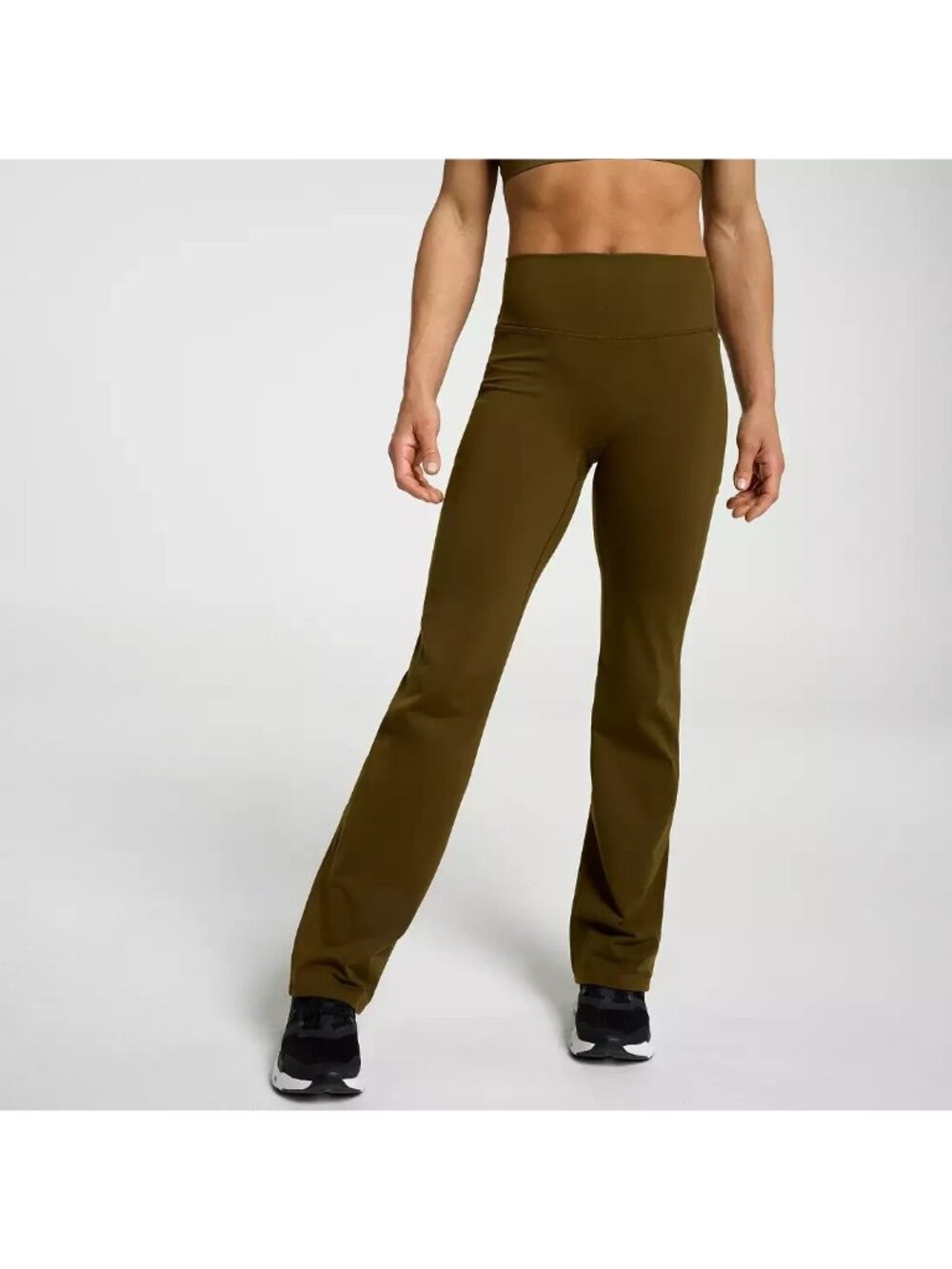 CALIA Women's Essential High Rise Straight Leg Pant Dark Khaki Olive Size XS